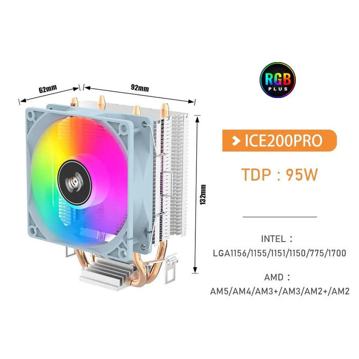 Aigo Ice200pro Air Cpu Cooler 2 Heatpipes 3pin Pwm Fan