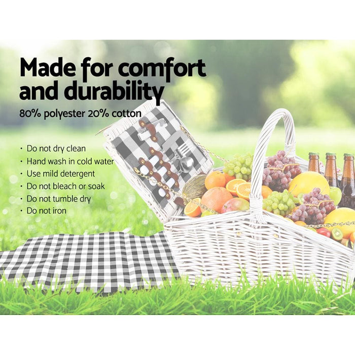 Alfresco 2 Person Picnic Basket Baskets White Deluxe