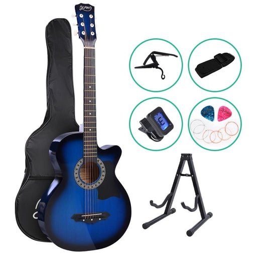 Alpha 38 Inch Wooden Acoustic Guitar With Accessories Set
