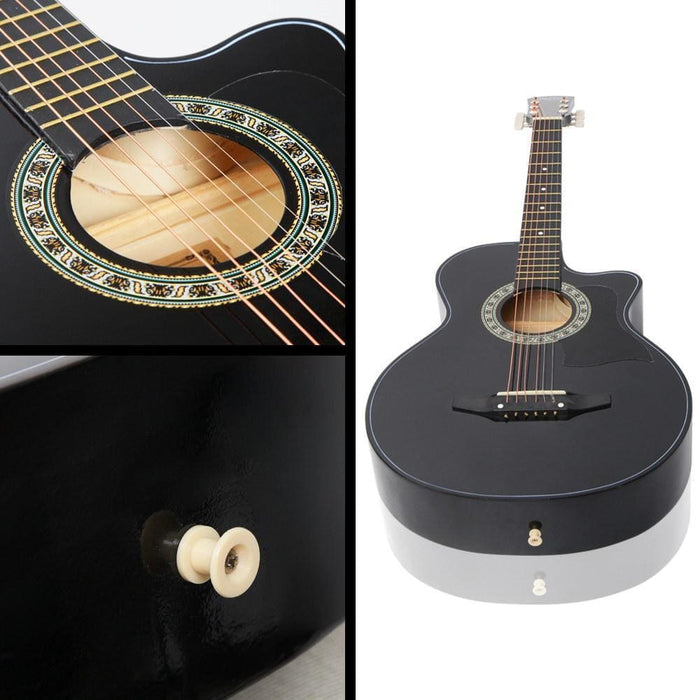 Alpha 38 Inch Wooden Acoustic Guitar Black