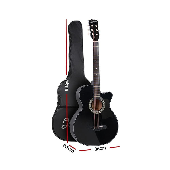 Alpha 38 Inch Wooden Acoustic Guitar Black