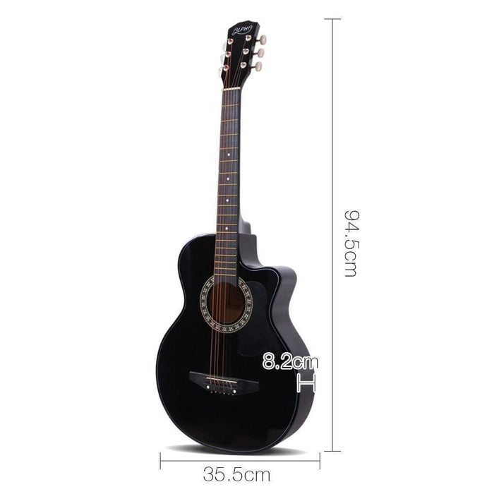 Alpha 38 Inch Wooden Acoustic Guitar Black