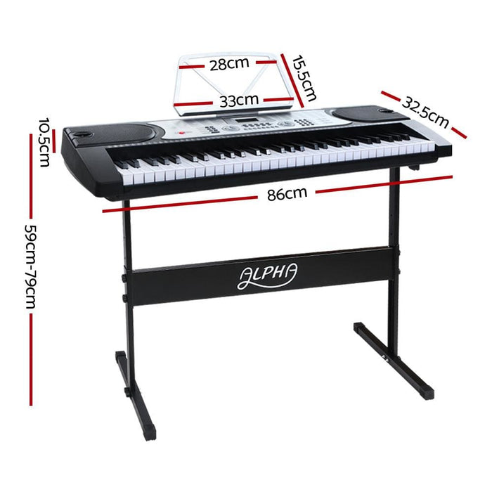 Alpha 61 Keys Electronic Piano Keyboard Led Electric Silver