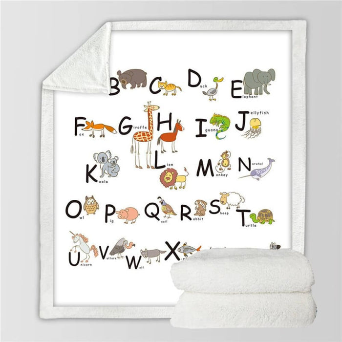Alphabet Sherpa Fleece Blanket Letters Russian Throw