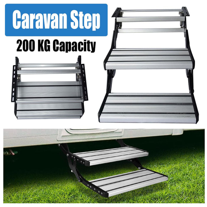 Aluminium Double Caravan Step Pull Out Folding Steps