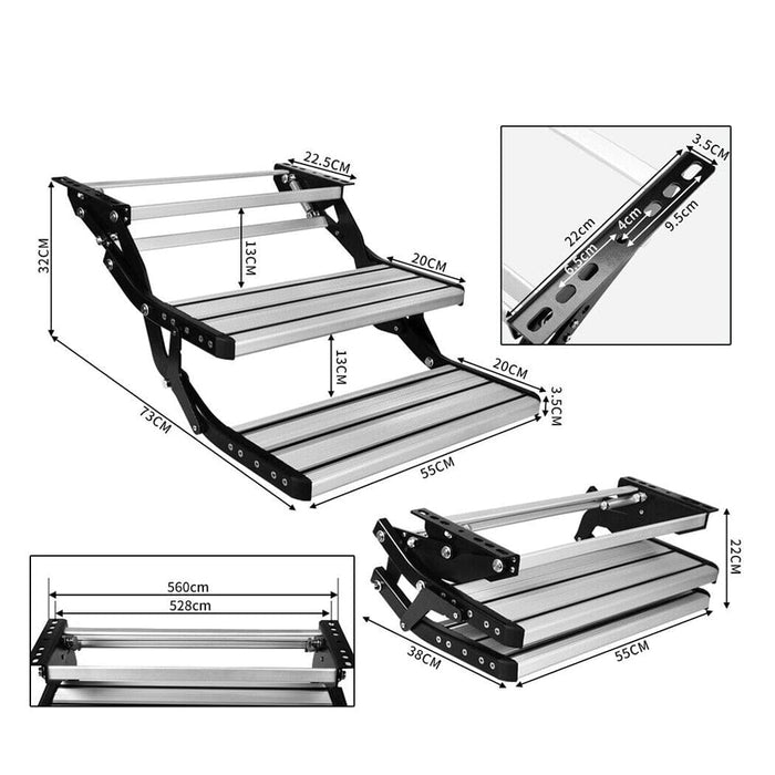 Aluminium Double Caravan Step Pull Out Folding Steps