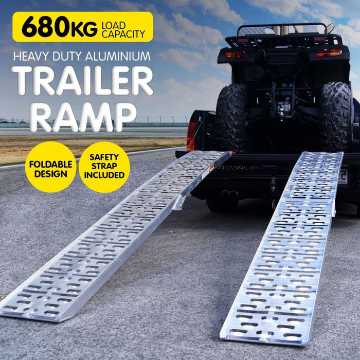 2x Aluminium Folding Loading Ramps Atv Motorbike