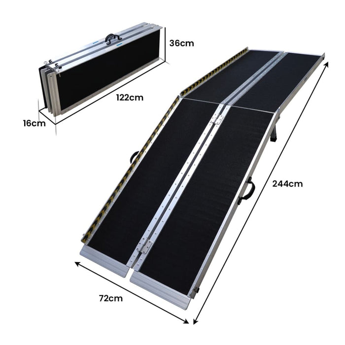 Aluminium Wheelchair Ramp With Leg Support - 8ft