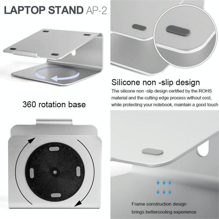 Aluminum Alloy 360 Degrees Rotation Adjustable Laptop Stand