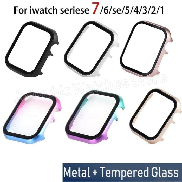 Aluminum Metal Bumper Tempered Glass + Cover For Apple