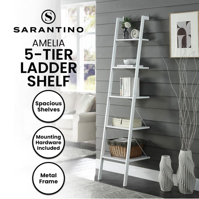 Amelia 5 - tier Ladder Shelf - White