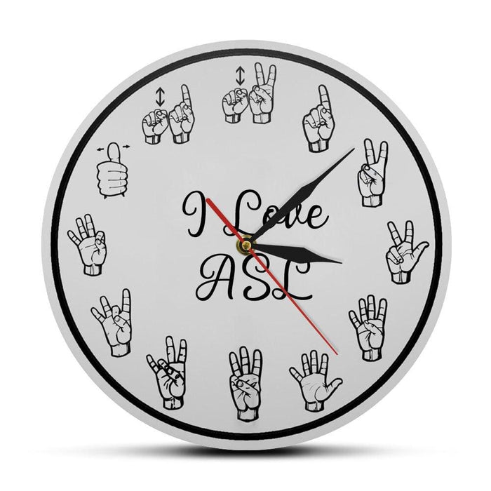 American Sign Language Numbers Wall Clock Asl Silent