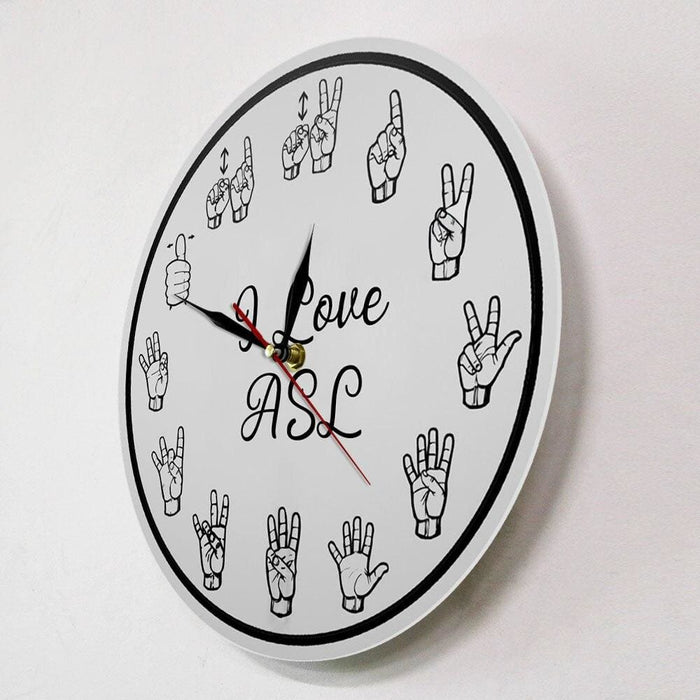 American Sign Language Numbers Wall Clock Asl Silent