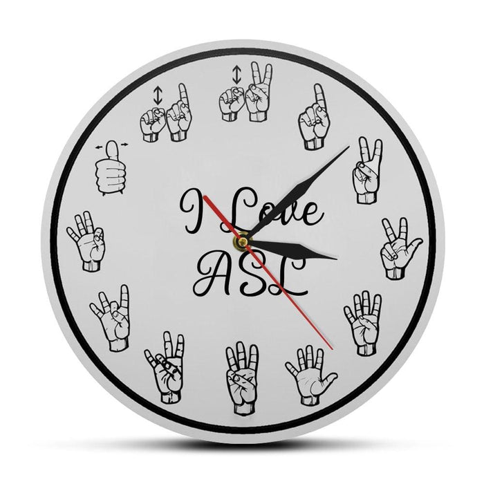 American Sign Language Numbers Wall Clock Asl Silent