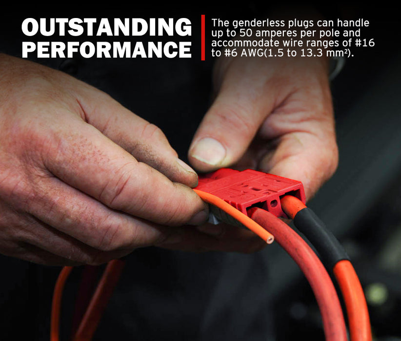 20Pcs Red Anderson Style Plug Connectors 50Amp 6Awg 12-24V