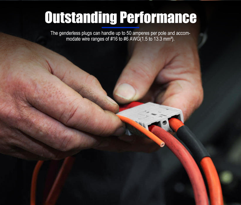 20Pcs Anderson Style Plug Connectors 50Amp 12-24V 6Awg