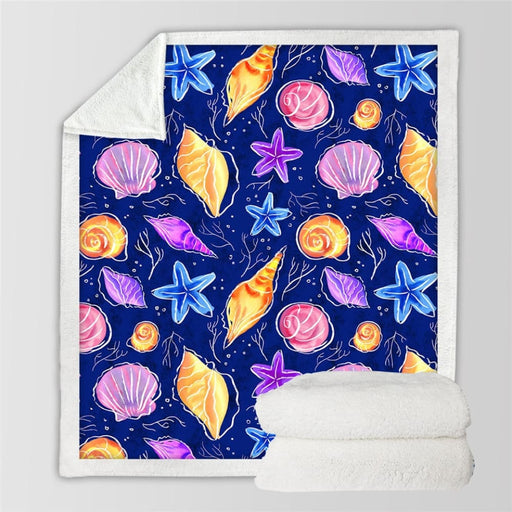 Sea Animal Blankets For Bed Fishes Sherpa Blanket Aquatic