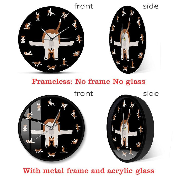 Animals Humor Yoga Dogs Printed Silent Wall Clock In Poses