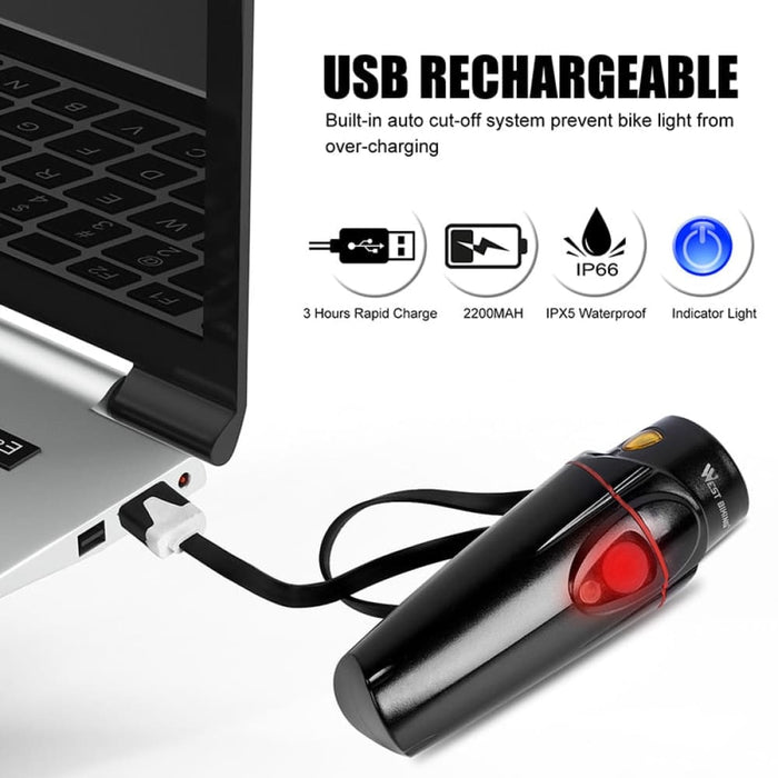 Anti - glare Usb Rechargeable Bike Front And Rear Light
