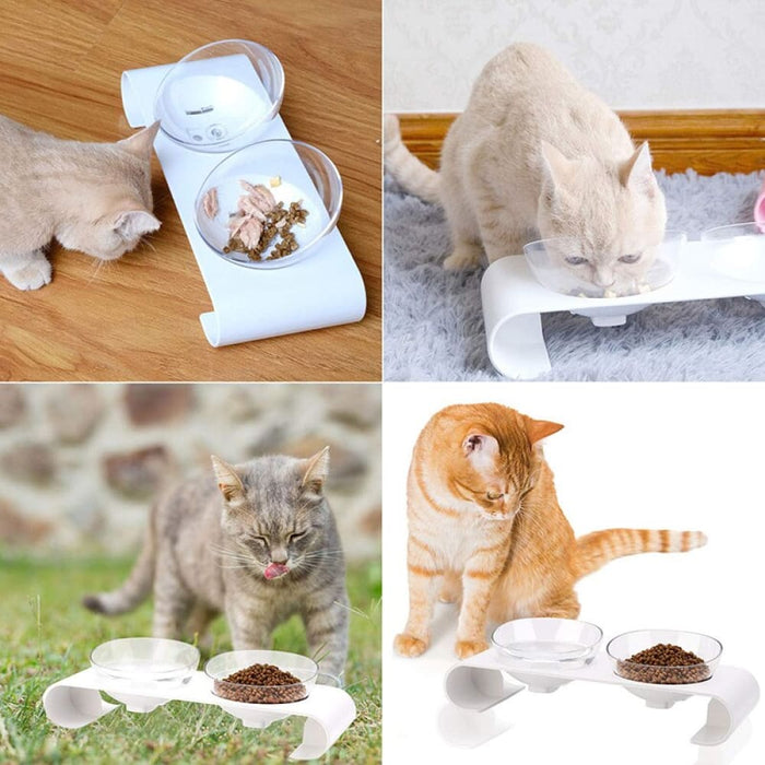 Anti - skid Removable 15° Tilted Raised Food Water Cat