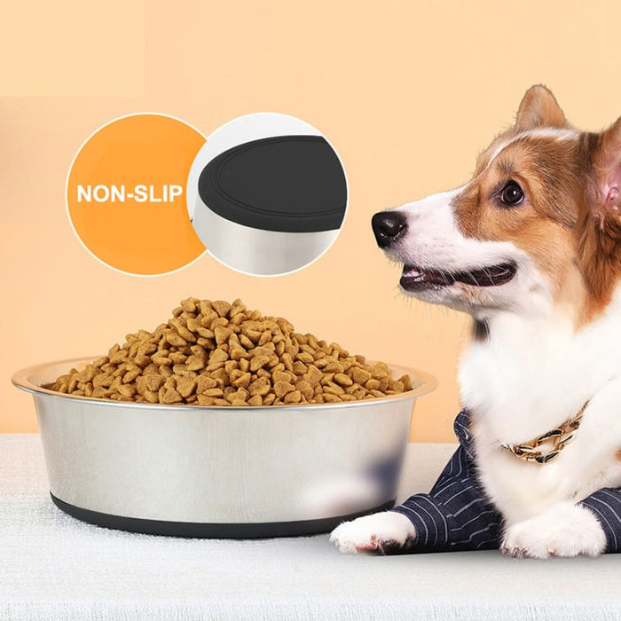 Anti Skid Stainless Steel Dog Bowl Water Food with Silicone