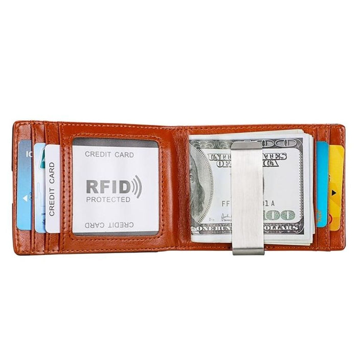 Antimagnetic Rfid Leather Wallet Mini Crazy Horse