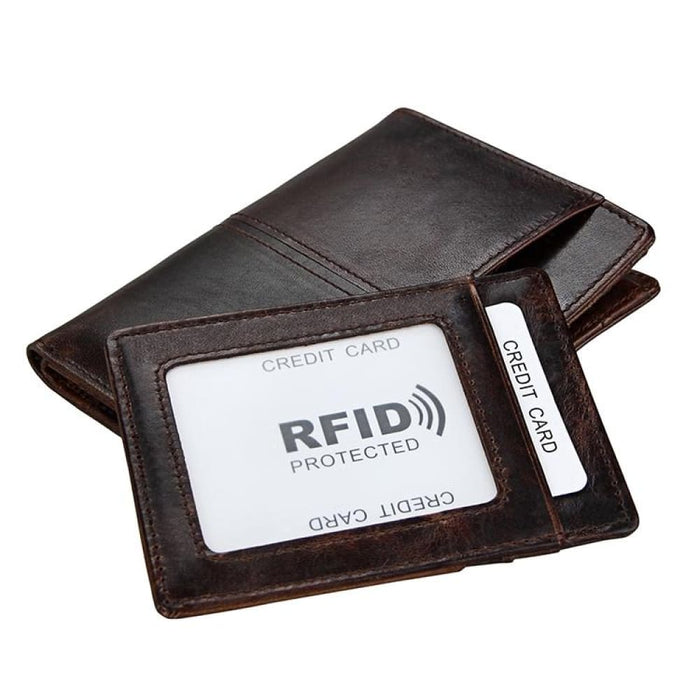 Antimagnetic Rfid Mens Leather Wallet With Detachable Card