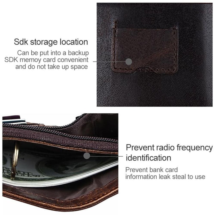 Antimagnetic Rfid Mens Leather Wallet With Detachable Card