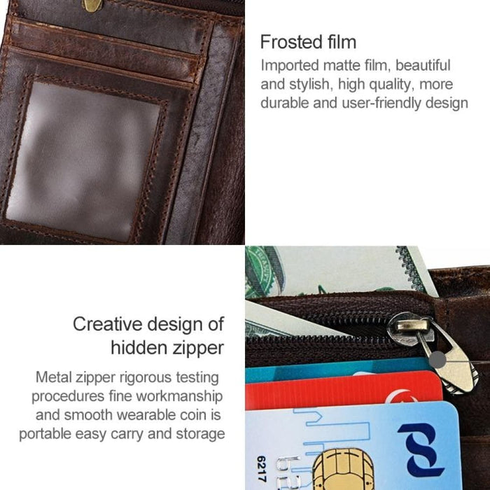 Antimagnetic Rfid Mens Leather Wallet With Detachable Card