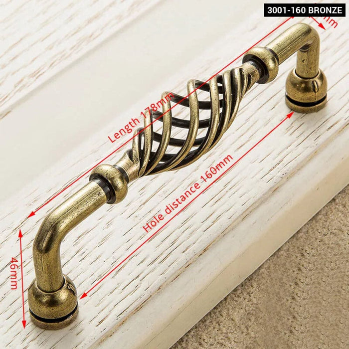 Antique Bronze Birdcage Cabinet Handles