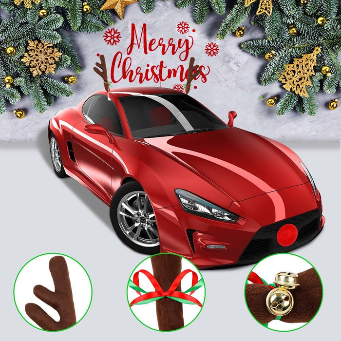 Car Antlers And Nose Decoration Set Xmas Jingle Bells 20