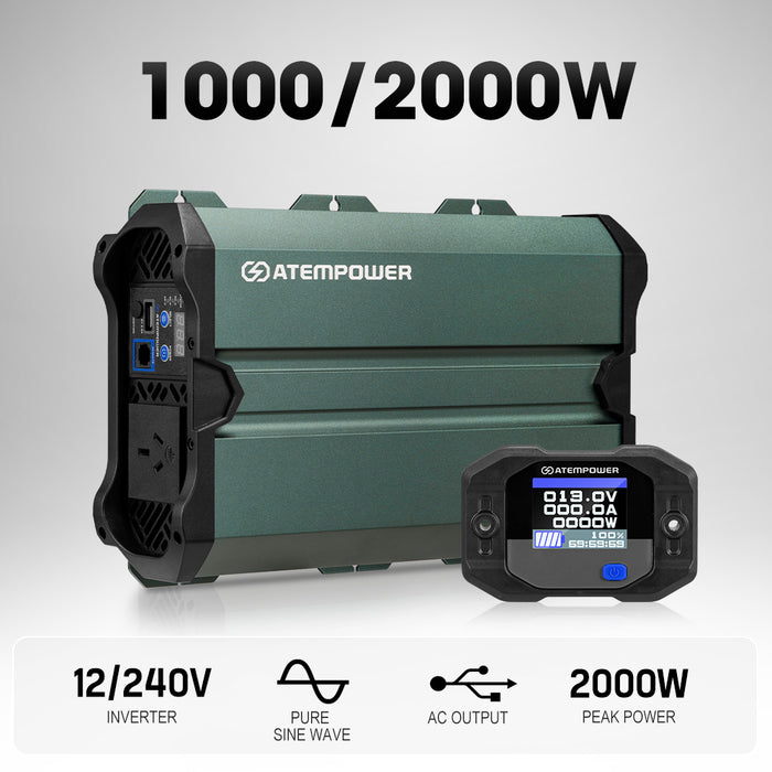 1000W / 2000W Pure Sine Wave Inverter 12V To 240V Remote Control Boat