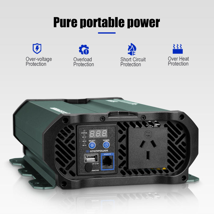 1000W / 2000W Pure Sine Wave Inverter 12V To 240V Remote Control Boat