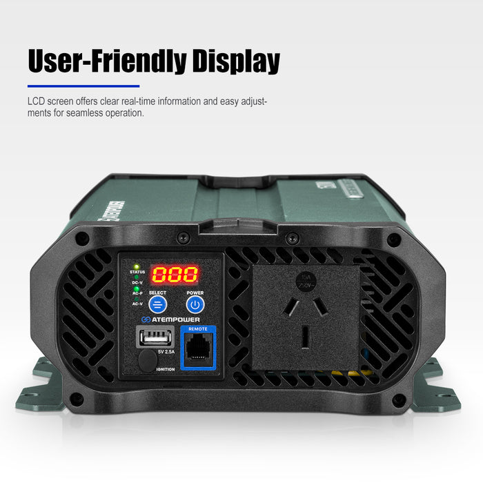 1000W / 2000W Pure Sine Wave Inverter 12V To 240V Remote Control Boat