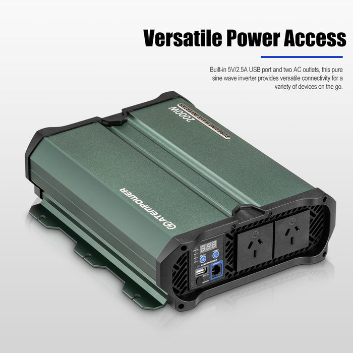 2000W / 4000W Pure Sine Wave Inverter 12V To 240V Remote Control Boat