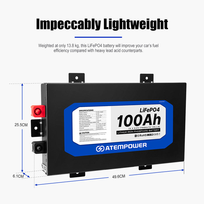 12V 100Ah Slimline Lithium Battery Lifepo4 Deep Cycle 4Wd Caravan Rv