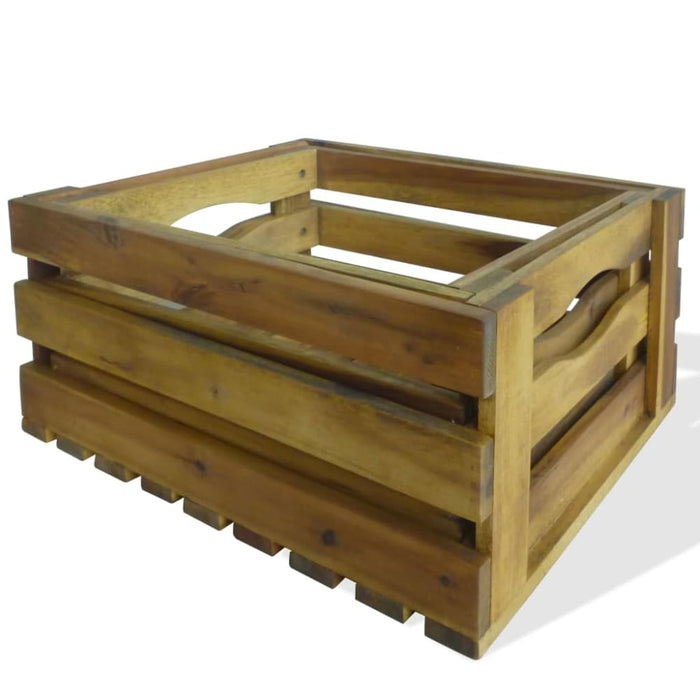 Apple Crate Set 2 Pieces Solid Acacia Wood Atiko