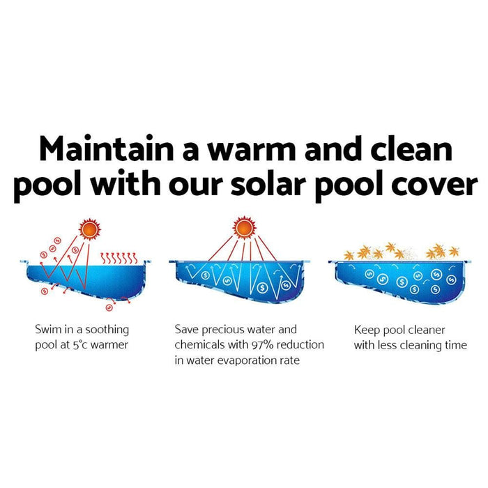 Aquabuddy 10.5m x 4.2m Solar Swimming Pool Cover - Blue