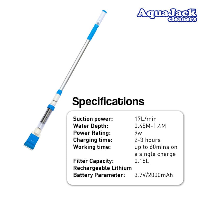 Aquajack 127 Portable Rechargeable Spa and Pool Vacuum