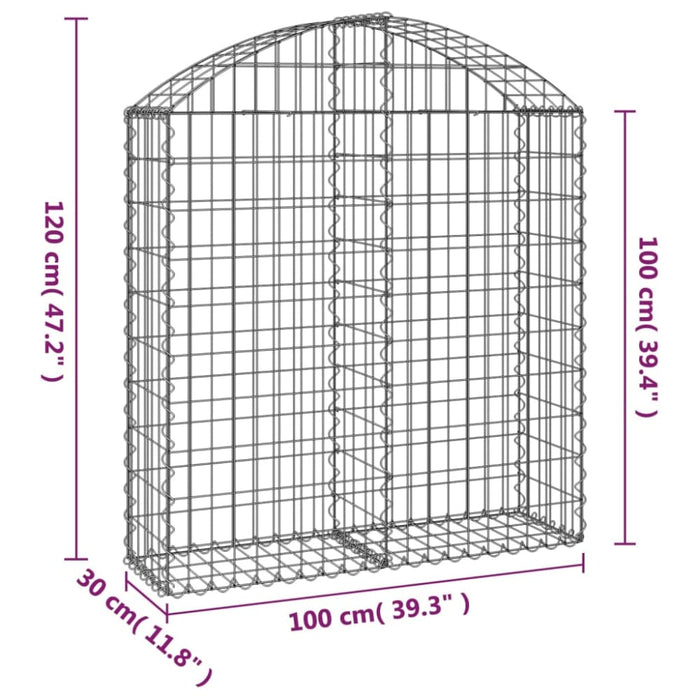 Arched Gabion Basket 100x30x100/120 Cm Galvanised Iron