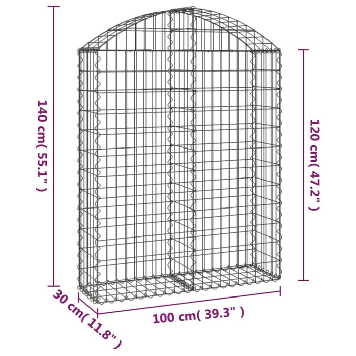 Arched Gabion Basket 100x30x120/140 Cm Galvanised Iron