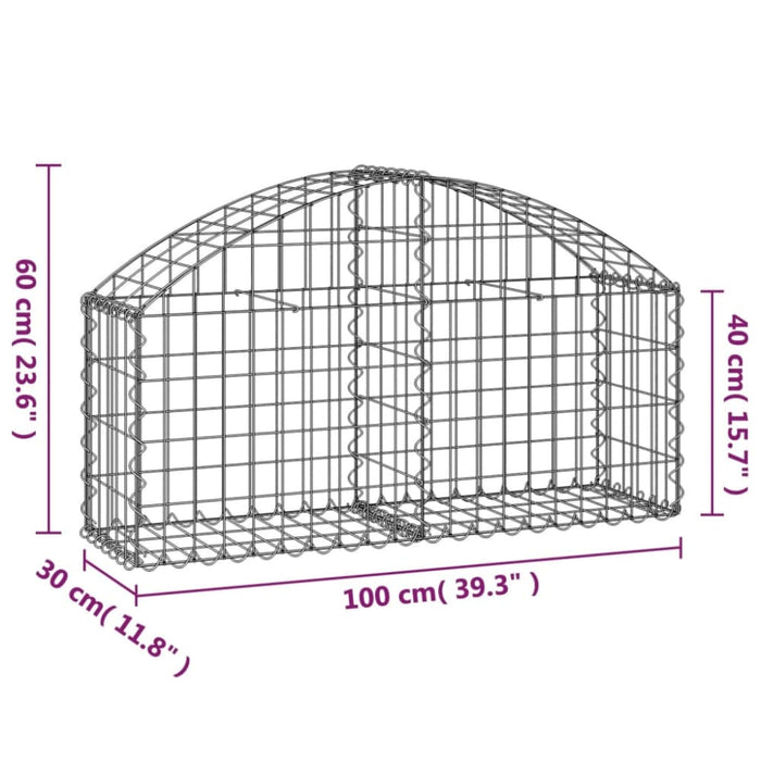 Arched Gabion Basket 100x30x40/60 Cm Galvanised Iron Optaxx