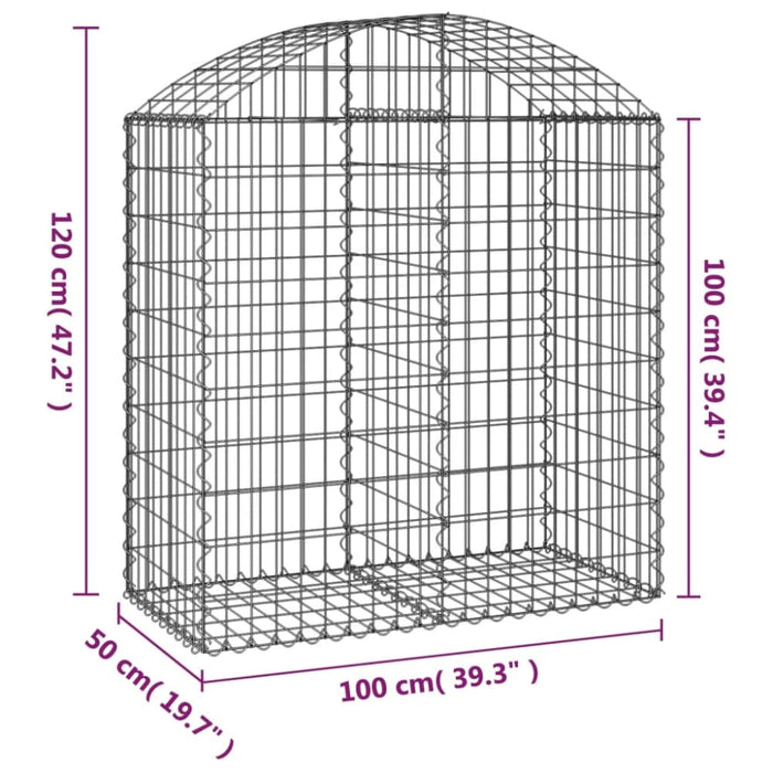 Arched Gabion Basket 100x50x100/120 Cm Galvanised Iron
