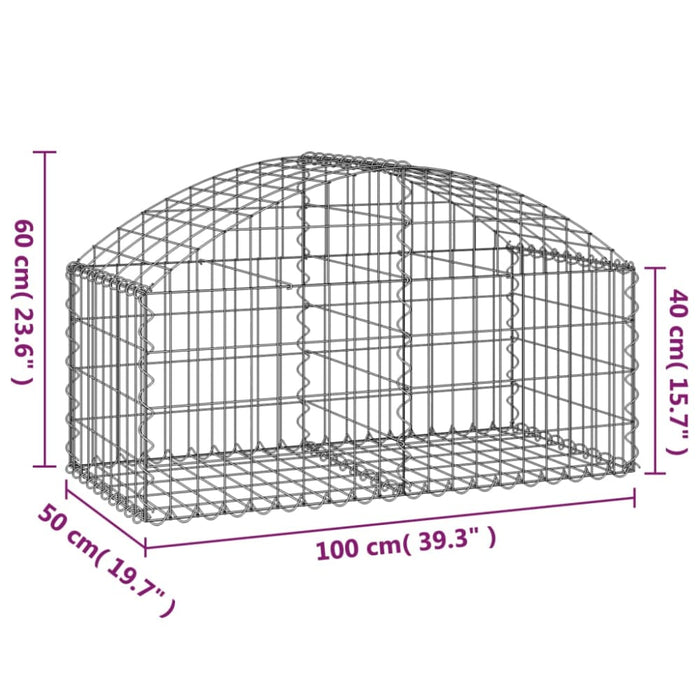 Arched Gabion Basket 100x50x40/60 Cm Galvanised Iron Optatx