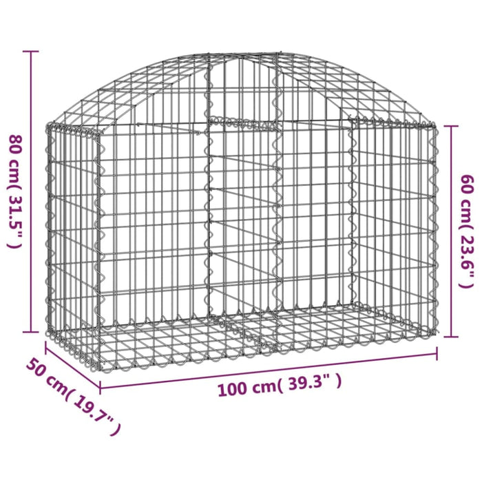 Arched Gabion Basket 100x50x60/80 Cm Galvanised Iron Optatt