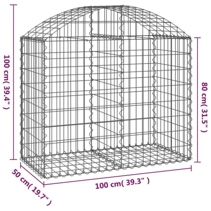 Arched Gabion Basket 100x50x80/100 Cm Galvanised Iron Optata