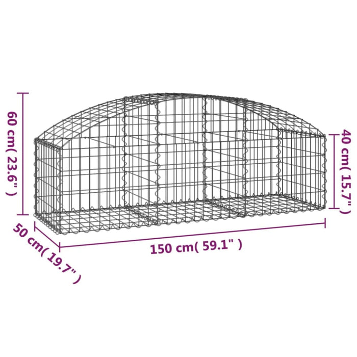 Arched Gabion Basket 150x50x40/60 Cm Galvanised Iron Optapx