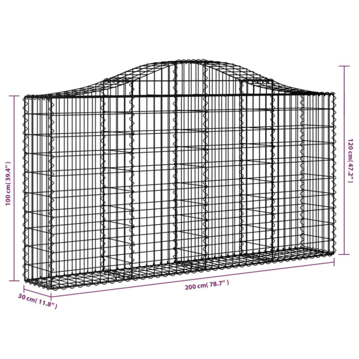 Arched Gabion Basket 200x30x100/120 Cm Galvanised Iron