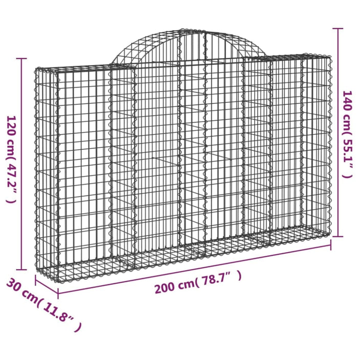 Arched Gabion Basket 200x30x120/140 Cm Galvanised Iron