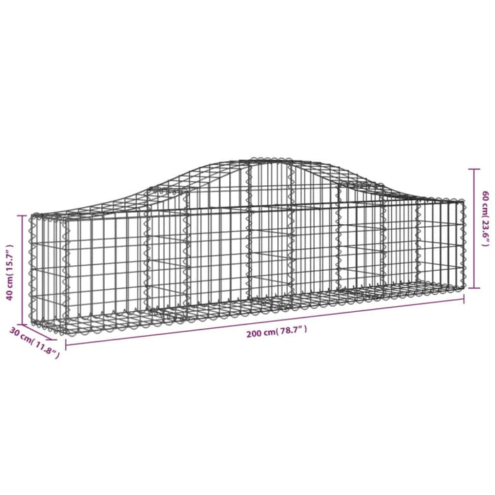 Arched Gabion Basket 200x30x40/60 Cm Galvanised Iron Opttnx